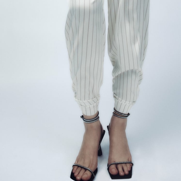 Zara Heeled sandals with Rhinestone Straps Women's Size 6 1/2 NWT - Picture 7 of 8